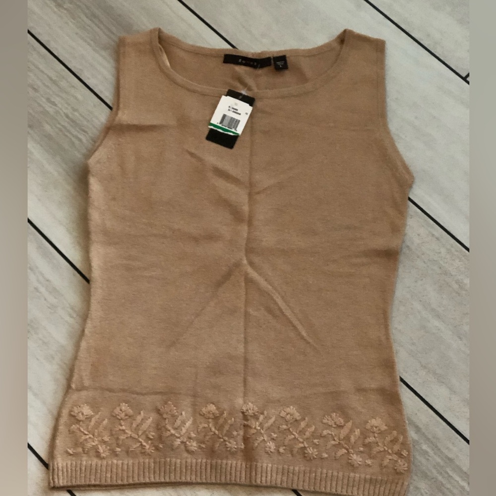 Tan Dressy Tank with Flowers